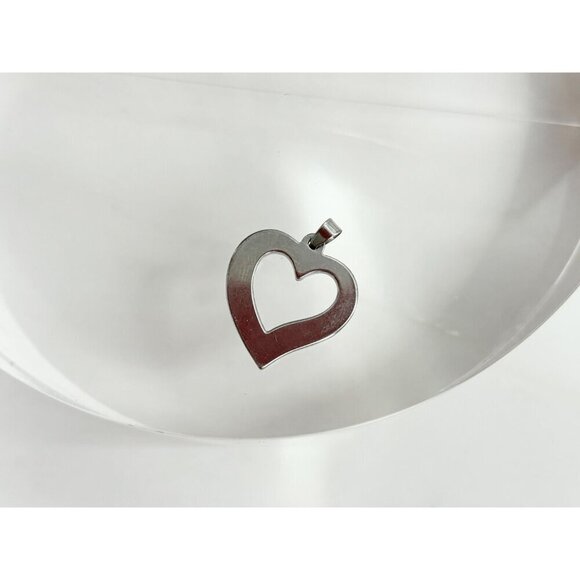 Vintage Silver Tone Rhinestone Heart Shaped Retro Love Pendant | Charm | Trinket - Picture 6 of 8